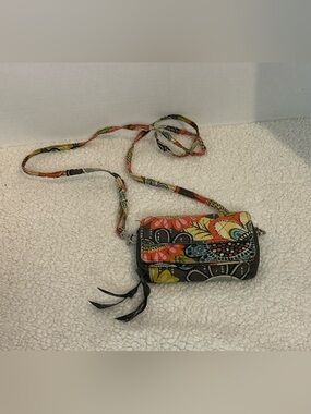 Vera Bradley Patterned Crossbody Wallet Yellow, Orange,Brown